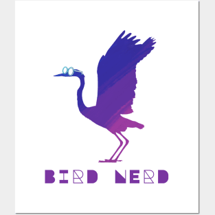 Bird Nerd Great Blue Heron Wearing Glasses Posters and Art